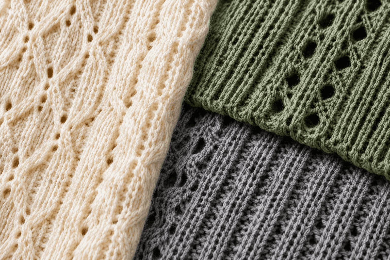 Close detail of openwork knit structures